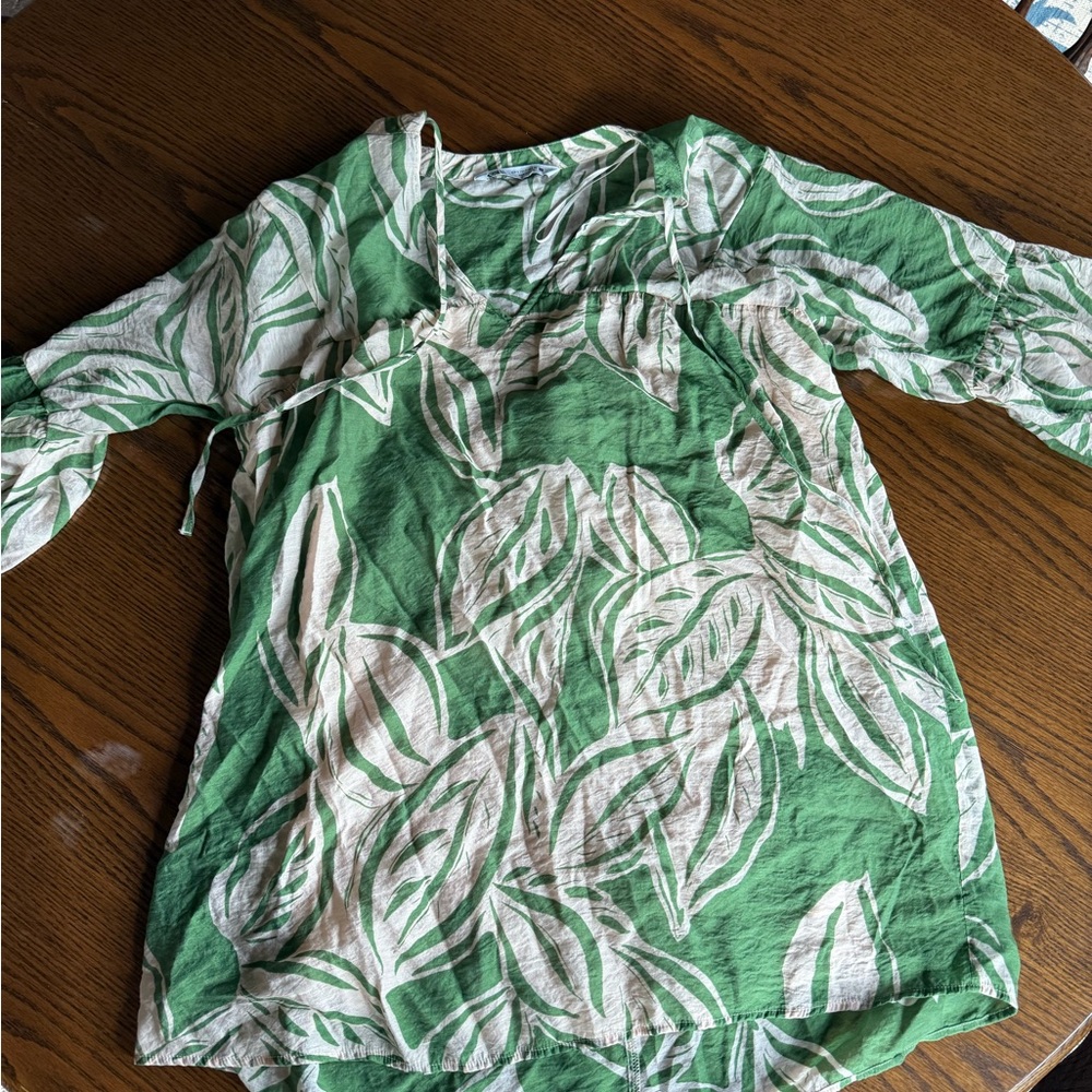 Zara green leaf mini dress